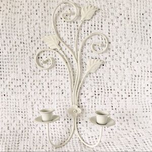 Shabby Chic Candle Sconce Cream Gold Wall Hanging